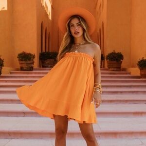 NWT Show Me Your Mumu Around the World Mini Dress in Orange linen size XS